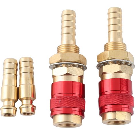 Lot de 2 raccords rapides de 8 mm pour le refroidissement à l'eau et l'alimentation en gaz, destinés aux torches de soudage TIG (1/5)