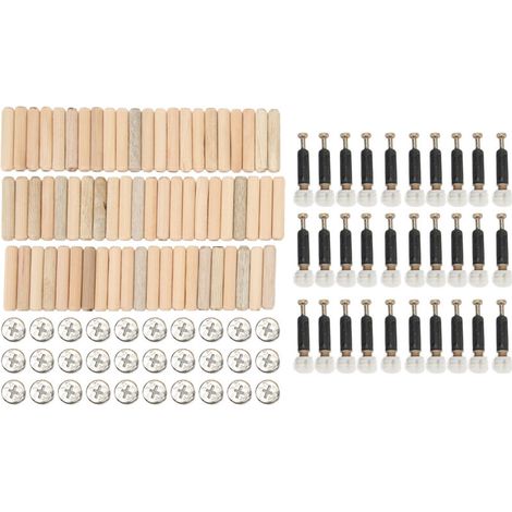 Ensemble de raccords à came avec écrou pré-inséré et cheville pour meubles de cuisine, tige de connexion 3 en 1, noir (1/5)