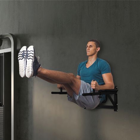 HOMCOM Wand-Hantelstange mit verstellbaren Armen für Klimmzüge, Liegestütze und CrossFit zu Hause, 70 x 53–63 x 48 cm, Schwarz