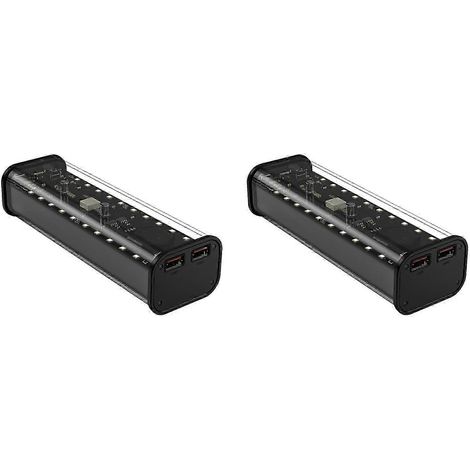 Étui de rangement pour 2 batteries 21700, 4 emplacements, compatible avec chargeur 21700, double sortie USB, entrée USB Type-C, couvercle noir. WHBYV (1/4)