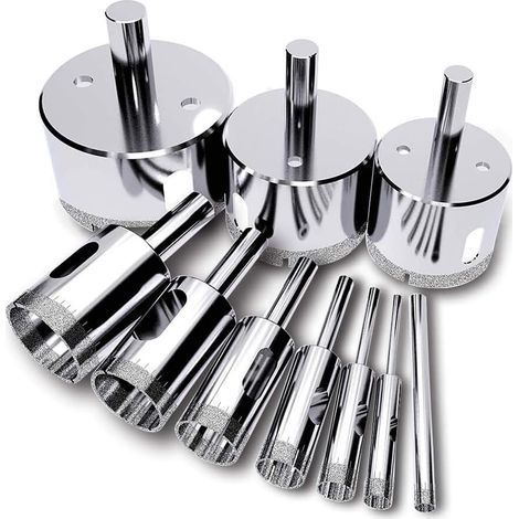 450mm Foret de Diamant, (10 Pcs ensemble de sciecloche), coupeur de trou de tuile, Scie diamantée (Outils de solvant pour le verre, la porcelaine, la céramique, la pierre de granit) (1/5)