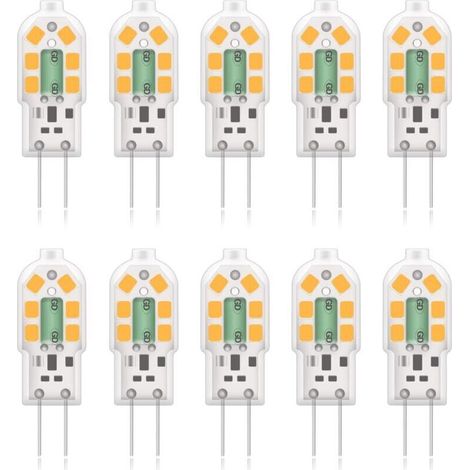 G4 2W LED Ampoule, 20W Ampoules Halogènes équivalentes, Blanc Chaud 3000K,200Lm,12x SMD,12V AC/DC - Pack de 10 [Classe énergétique A+] (1/4)