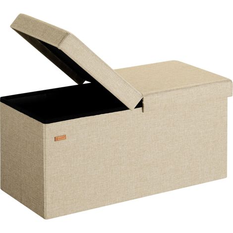 CASARIA® Baúl de Almacenaje y Banco 2en1 Plegable Asiento Acolchado XL-131L o L-100L - Color a elegir L - Beige (de) (1/9)