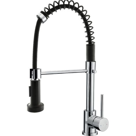 Essebagno Plimo Miscelatore lavello con doccetta mobile cromato nero