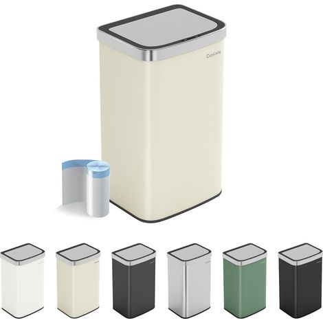 Motion Sensor Kitchen Bin with Soft Close Lid 60L BEIGE