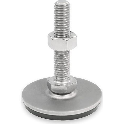 Ganter Normelemente GN 41-40-M10-80-D3-SK Pieds reglables en acier inoxydable en caoutchouc vulcanise, argent, Gewinde d2: M10X80 (1/2)