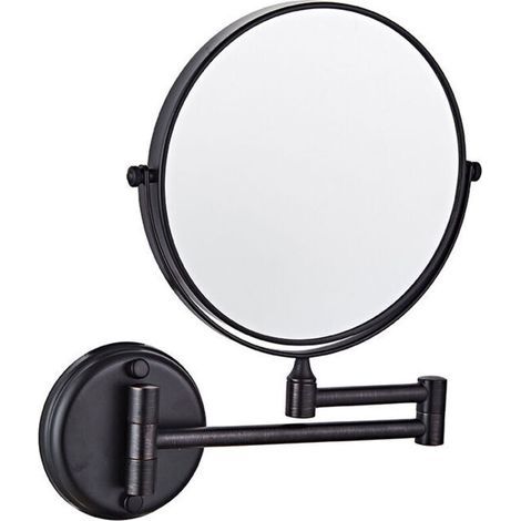 Miroir de courtoisie mural, double face, pliable, rotatif, grossissant x3, 15 cm, pour salle de bain, toilettes, chambre, or rose (1/2)