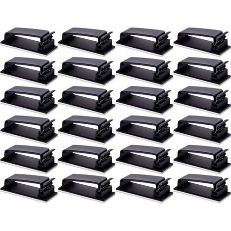 Cache Cable,24 PCS Cable Management Autoadhésif 3M Organisateur de Câbles Attache Cable pour TV Mural PC Bureau à Domicile Noir