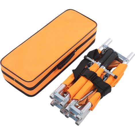 Civière médicale, toile de sauvetage pliable, civière de sauvetage à boucles de fixation 210 × 53 × 12 cm, modèle en alliage d'aluminium à quatre plis avec sac de transport, orange, capacité de charge (1/5)