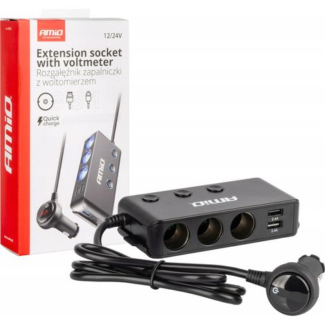 Splitter per accendisigari, splitter, voltmetro, caricatore USB-C (1/5)