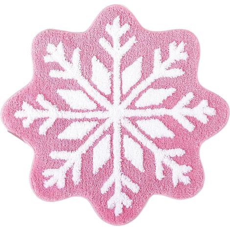 CCYKXA Runder Weihnachtsteppich, rutschfester Weihnachtsteppich, Badezimmerteppich mit Schneeflockenmuster, weicher Teppich, Weihnachtsdekorationsteppich, maschinenwaschbarer Teppich (1/5)