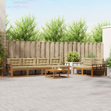vidaXL Outdoor-Sofagarnitur mit Kissen 7 pcs Natur und Beige (1/5)