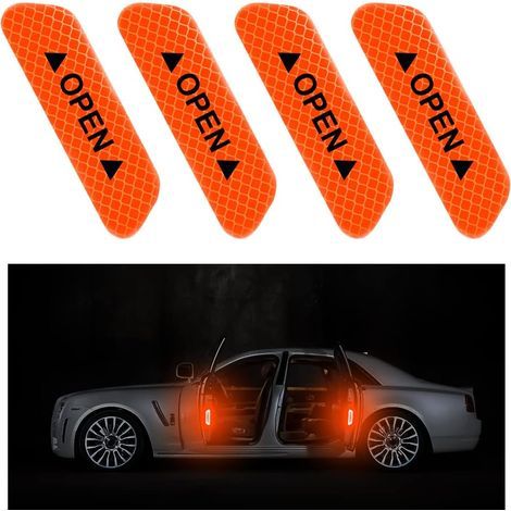 Stück Autotüraufkleber, Tür-offen-Erinnerungsaufkleber, wasserfeste, reflektierende Antikollisionsaufkleber, Auto-Außen- und Innenzubehör (Orange) (1/5)