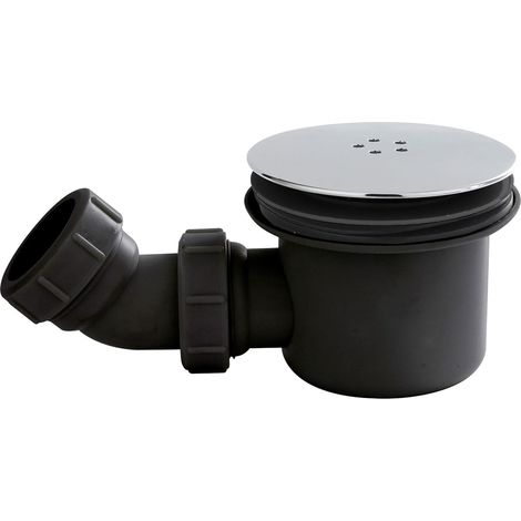 Resin Shower Tray Mega Flow Waste - Black with Chrome Top
