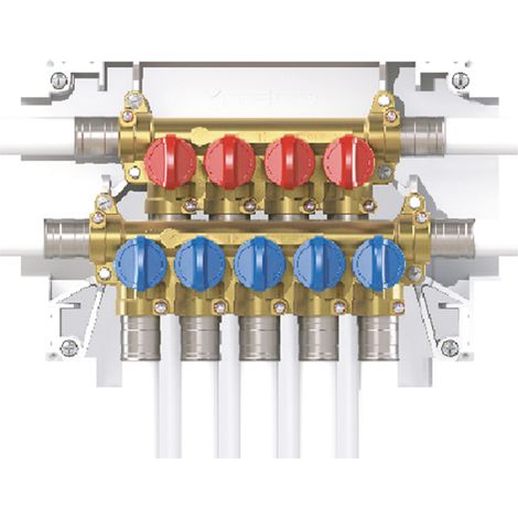 COLLETTORE MULTI-INTERCETTAZIONE DA INCASSO PREMONTATO PER IMPIANTI SANITARI MODELLO K4.3 - USCITE 5+6  - TEC