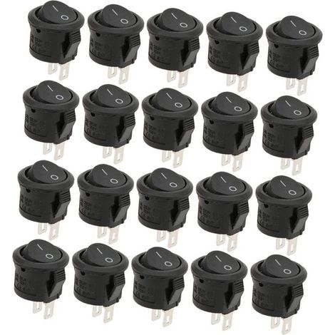 Lot de 20 Interrupteurs à Bascule en Matière Plastique, 2 Broches, 2 Positions, Diamètre 16 Mm, 3A250VAC 6A125VAC, Interrupteur pour Petits Appareils, élément de Commande