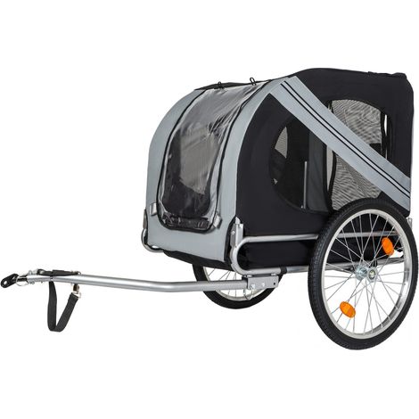 Remorque vélo pour chien 40 kg gris noir, cabane spacieuse en tissu, 3 accès zippés, montage rapide et pliage compact pour vos sorties - CHICFURN (1/5)