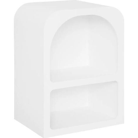 Atmosphera – Table de chevet 2 niches 55cm – MDF blanc – Finition texturée – Style moderne et original (1/3)