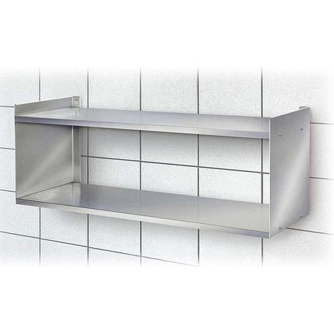 BRB Étagère murale en acier inoxydable l x p x h 1000 x 250 x 360 mm, 2 étagères, argentée