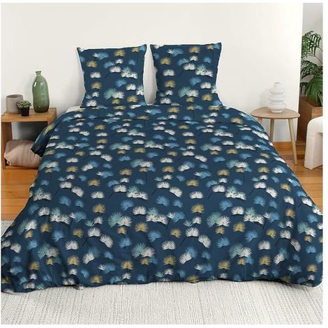 Parure de lit - COTE DECO - Housse de couette 220x240 cm - 2 Taies d'oreiller - Microfibre - Bleu