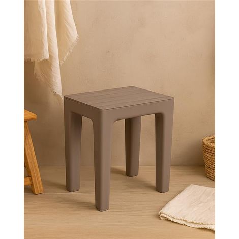 Exagonshop Sgabello bagno doccia in plastica tortora Woody 130103