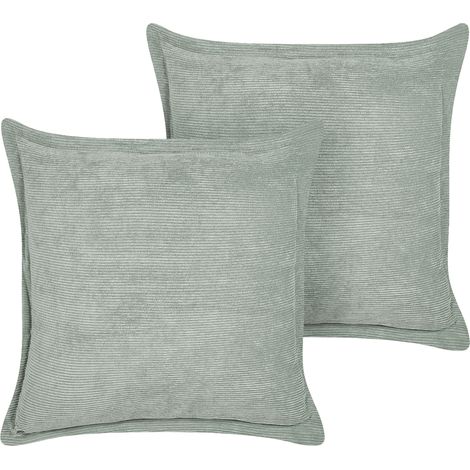 Conjunto de 2 cojines de pana verde claro 43 x 43 cm sala de estar Zinnia (1/5)