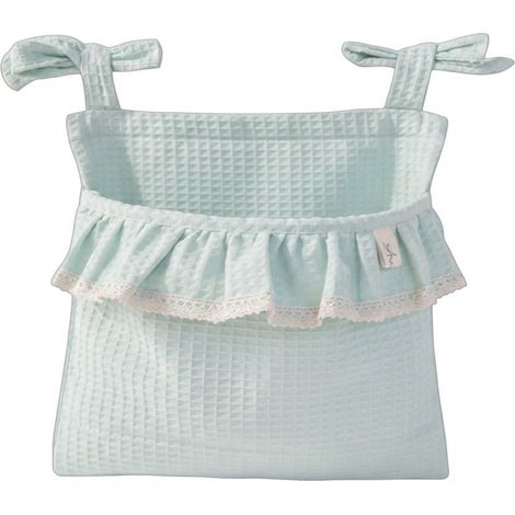 Bellissimo organizer per culla Line con volant in pizzo - Menta (1/4)