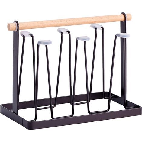 Porte-gobelet en fer antirouille avec coussinet en silicone, adapté aux cuisines et aux salons (noir). (1/5)
