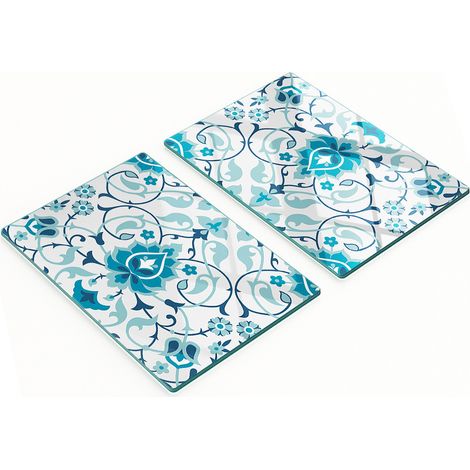 Juego de dos tablas de cocina decorativas de cristal con diseño árabe, 2x40x52 cm. (1/5)