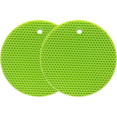 (Green)Tapis de Dessous de Plat en Silicone Tapis de séchage Polyvalent résistant à la Chaleur jusqu'à 464 ° F, Support de Pot, étanche, (Lot de 2) antidérapant, Flexible, Durable