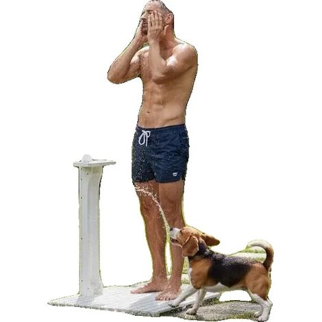 Douche extérieure, pression réglable, tête rotative, 75 x 75 x 221 cm (1/2)