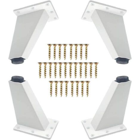 Lot de 4 pieds de meuble réglables 8 cm – Alliage aluminium – Pieds triangulaires avec vis pour canapés, armoires, tables – Blanc (1/5)