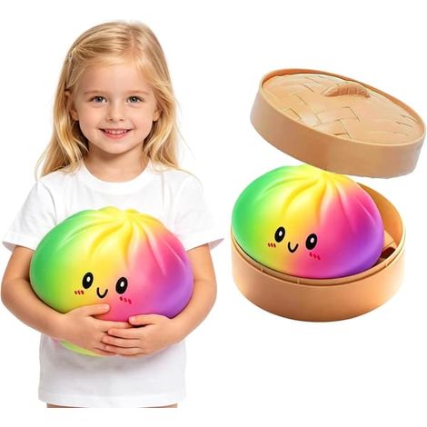 Boule anti-stress Dumpling géante mignonne squishy, Boule anti-stress Dumpling géante douce à montée lente, Grande Dumpling mignonne squishy, Soulagement du stress Bureau pour bureau coloré L : 25 cm/