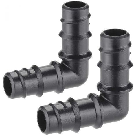 2 pezzi ANGOLO GOMITO PER TUBO COLLETTORE 16x16 IRRIGAZIONE GIARDINO