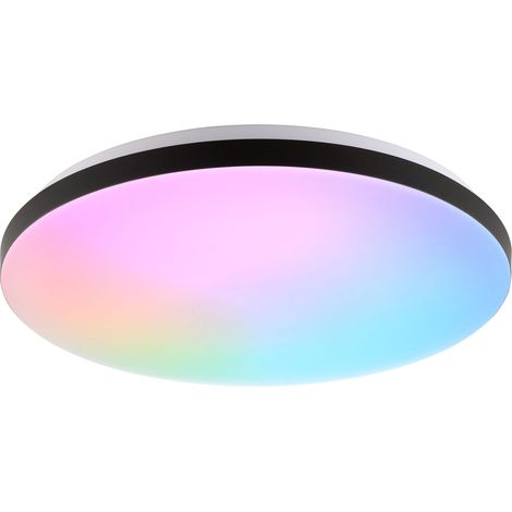 Plafonnier LED BRILLIANT, Ø 39 cm, 20W, CCT, 2400lm, IP20, IC-RGB, avec télécommande, blanc/noir