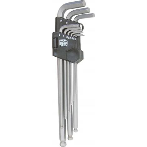 SERIE CHIAVI BRUGOLA LUNGHE TESTA-SFERA 9 PZ OFFERTA