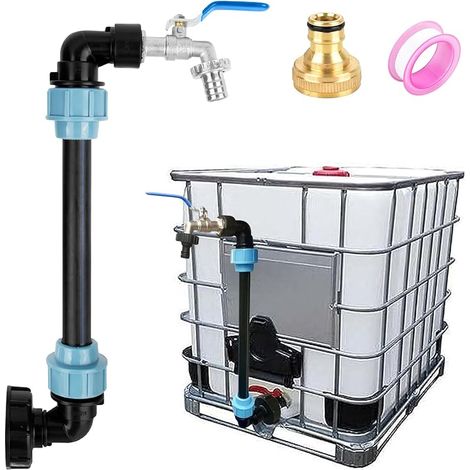 Adaptateur IBC Avec Col de Cygne en Laiton - Robinet d'Arrêt S60 x 6 3/4" pour Réservoir d'Eau de Pluie 1000 L - Accessoire pour Réservoir IBC (1/5)