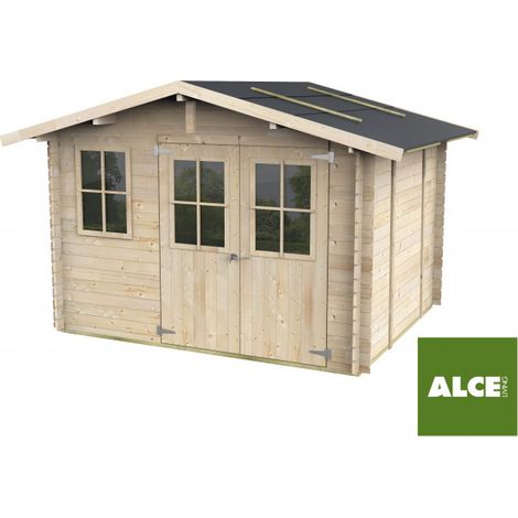 Casetta in legno da giardino 296x249 cm – Pareti 25 mm – Doppia porta e finestra plexiglas – Abete naturale (1/5)