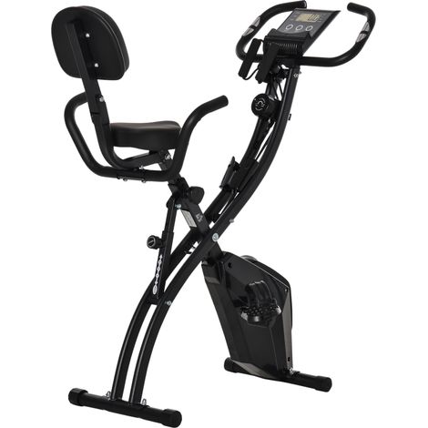 Vélo d’appartement pliable 2-en-1 à résistance magnétique 8 niveaux, noir (1/4)