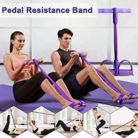 Pedalwiderstandsband, elastisches Zugseil für Yoga, Dehnung und Fitnesstraining (Pink)