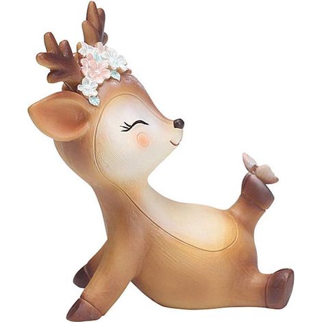 Figurine Faon 3D, Biche Miniature Décorative, Ornement Animal en Résine, Statuette Cerf Bambi, Décoration de Maison, Lot de 3, Finition Mat, Marron (1/5)