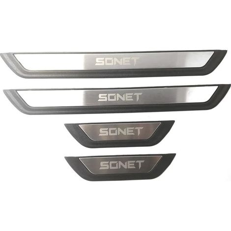 (Universel) Lot de 4 pièces en ABS et acier inoxydable pour KIA SONET 2021-2023 : Seuil de porte décoratif avec pédale et protection (1/3)