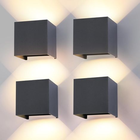 4 Pack Applique Murale Exterieur Interieur LED Ampoules G9 Remplaçable IP65 Étanche Lampe Murale Extérieures Anthracite 3000K Blanc Chaud Applique Carrée Aluminium Réglage de l'angle d'éclairage (1/5)