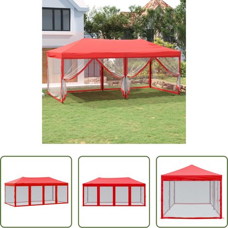 Tente de réception rouge - Tente de réception pliable avec parois Rouge 3x6 m (1/5)