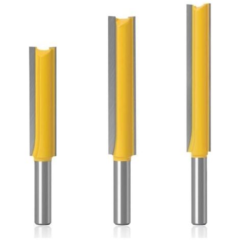 3 Pièces Fraise Defonceuse 8mm, Fraise à Copier, Mèches Carbide Router Bits, Fraise Bois Extra-longue, Fraise a Rainurer Menuiserie, Fraise Droite pour le Travail du Bois (1/5)