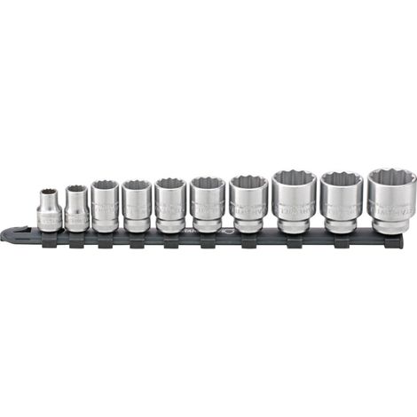 Jeu de clés à douilles Stahlwille 3/8 avec barre de clipsage 8-24 mm 10 pièces (1/2)