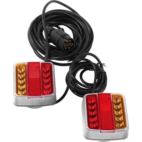 Kit de feux arrière magnétiques 12V avec 10 ampoules LED – Lampe de plaque d'immatriculation – Câble de 7,5 m – Installation facile (1/5)