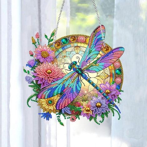 Guirlande De Libellule - Décor En Acrylique Avec Strass - Suspension Pour Fenêtre Ou Mur - Décoration Florale Intérieure Et Extérieure - 1 Pièce (1/5)