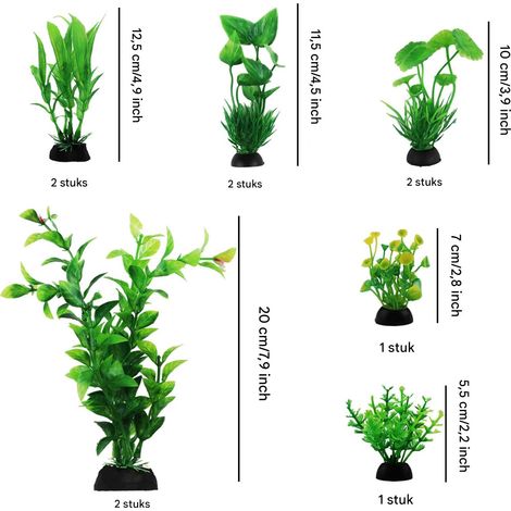 Set aus 10 künstlichen Pflanzen für Aquarium, vollständige Dekoration, Kunststoff-Algen – 10 künstliche Pflanzen (ein Paket)