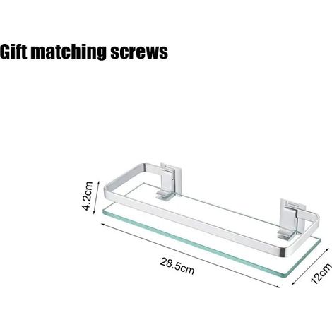 (Petite) Étagère en verre pour salle de bain, rangement pour douche, accessoires, étagères murales, quincaillerie, accessoires de rangement, bricolage (1/5)